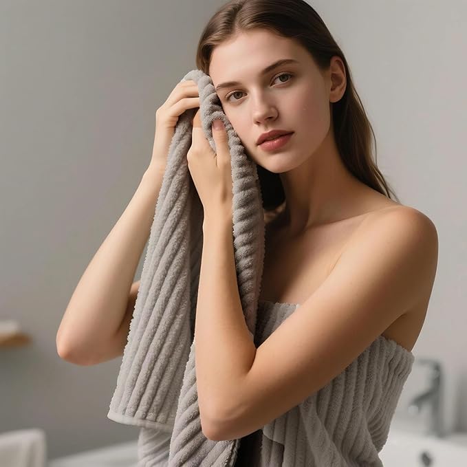 6-Piece Bath Towel Set(30"x60"), 2 Large Bath Towel Sheets, 2 Hand Towels and 2 Washcloths - Highly Absorbent Quick Dry Microfiber,Ultra Soft Towel Set for Bathroom (Gray)