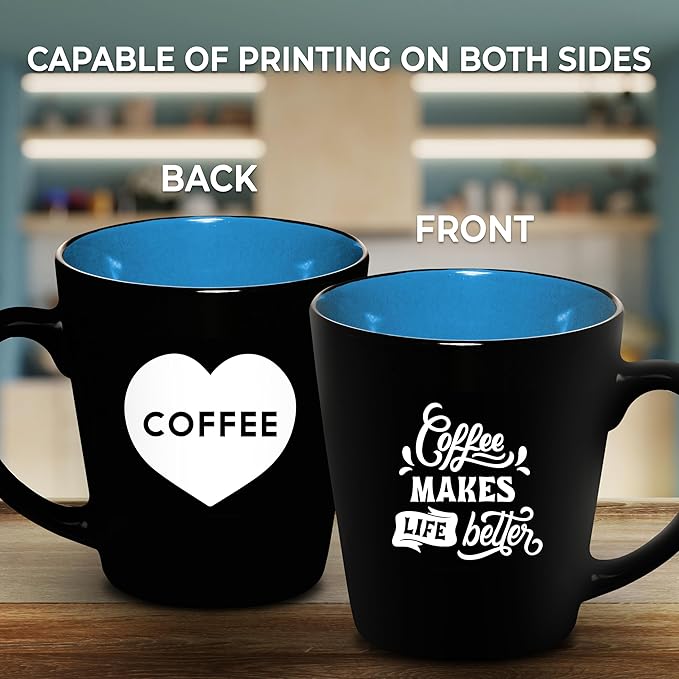 Custom Ceramic Coffee Latte Mugs 12 oz. Set of 100, Personalized Bulk Pack - Perfect for Coffee, Tea, Espresso, Hot Cocoa, Other Beverages - Royal Blue