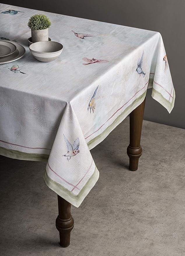 Maison d' Hermine Table Cloth Rectangle Table 100% Cotton 60 x 108 Inches Tablecloth Reusable Decorative for Dining Room Farmhouse Home Valentines Day Decorations Spring Summer - Flying Birds