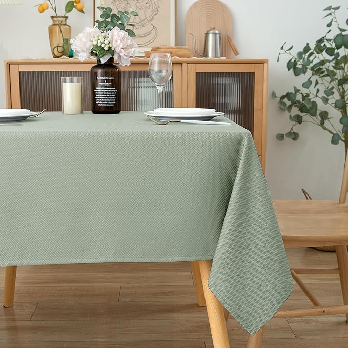 Biscaynebay Tablecloth for Rectangle Tables-70x108 Inch Sage Outdoor Picnic Table Cover-Rectangular Folding Reusable Table Cloths Water Resistant for Kitchen Camping Dining Room Patio Banquet Party