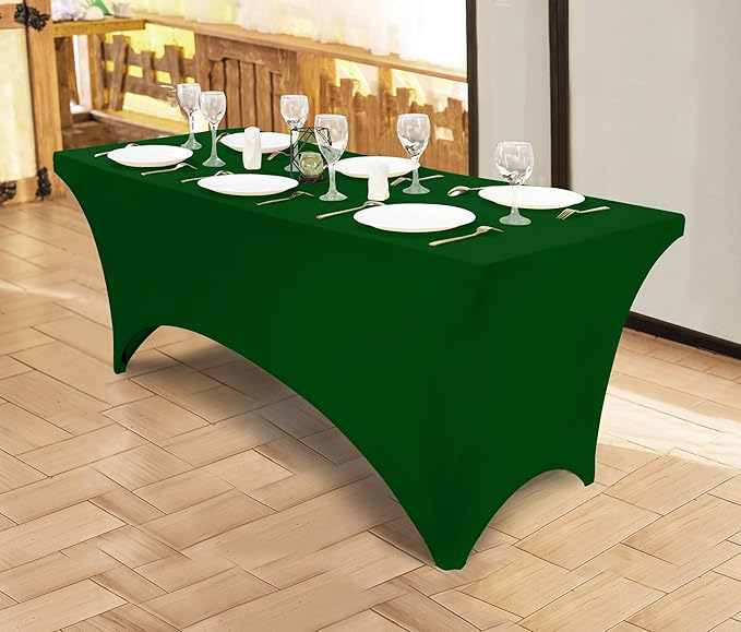 Utopia Kitchen Spandex Tablecloth 1 Pack[6FT, Emerald Green] Tight, Fitted, Washable and Wrinkle Resistant Stretch Rectangular Patio Table Cover for Event, Wedding, Banquet & Parties[72Lx30Wx30H Inch]
