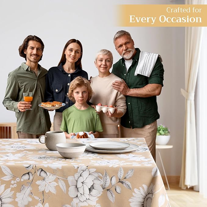 Maison d' Hermine Table Cloth Square Table 100% Cotton 54 x 54 Inches Fall Tablecloth Reusable Everyday Use for Thanksgiving Christmas Decorations Dining Farmhouse Party (Pretty Autumn)