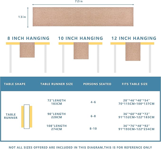 Brown Table Runner 13 x 72 Inches Long, Cotton Linen Farmhouse Style Table Linen for Kitchen Dining Coffee Table Parties Wedding Home Decor (13" x 72", Brown)