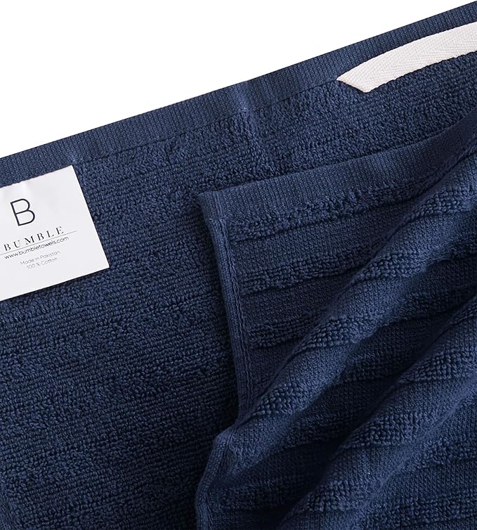Premium Kitchen Towels (20”x 28”, 6 Pack) | Large Cotton Dish Towels | Flat & Terry Highly Absorbent Kitchen Linen Set with Hanging Loop | Navy Blue