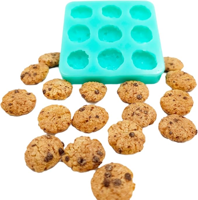Natucraft Chocolate Chip Cookie Cereal Silicone Mold - Realistic Flexible, Oven Safe Up to 395F, Turquoise (May Vary), BPA Free, Phthalate Free, Latex Free