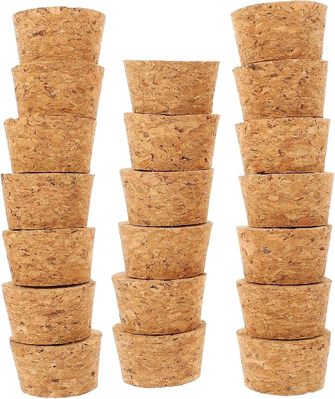 Ciieeo 20Pcs 1.29X1.10X0.78In Natural Wood Cork Stoppers Tapered Bottle Cork Plugs for Wine Beer Bottle Sealing and Diy Craft Projects