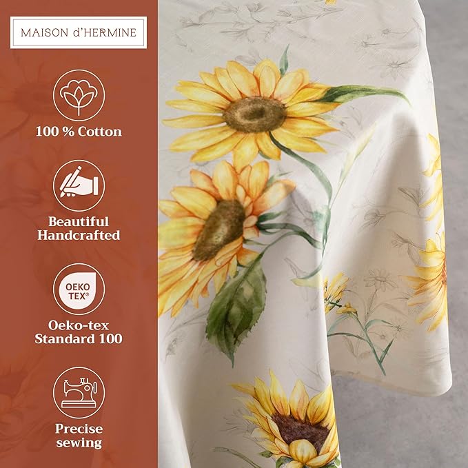 Maison d' Hermine Table Cloth Round Table 100% Cotton 69 Round Inches Tablecloth Reusable Decorative for Dining Room Farmhouse Home Valentines Day Decorations Spring Summer - Candice
