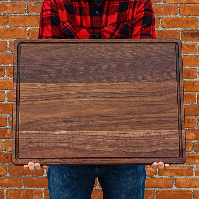 Refine Kitchenware Extra Large Walnut Personalized Engraved Cutting Board - FSC-Certified Wood, Wedding Gift, Custom Walnut Cutting Board, 100% Made In The USA