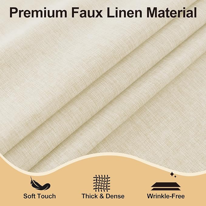 JIUZHEN Round Textured Table Cloth Linen Wrinkle Free Stain Resistant Farmhouse Decorative Circular Tablecloth for Kitchen, Dining, Party, Wedding, Outdoor Use (45 Inch Round,Champagne)