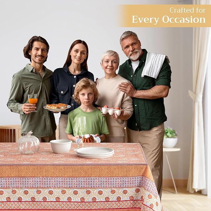 Maison d' Hermine Table Cloth Rectangle Table 100% Cotton 60 x 120 Inches Fall Tablecloth Reusable Everyday Use for Thanksgiving Christmas Decorations Dining Farmhouse Party (Harvest Festival)