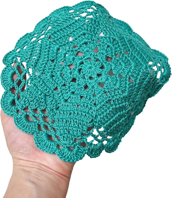 BIBITIME Handmade Crochet Round Lace Doilies Kitchen Table Placemats Wedding Tea Flower Vase Cup Mats (Peacock, 6" to 7",Pack of 6PCS)