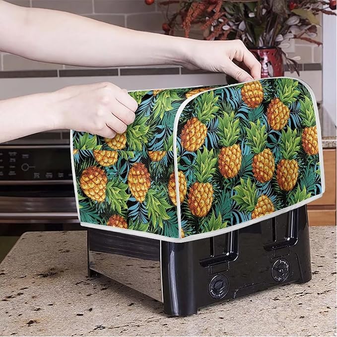 Doojoayie Pineapple Toaster Cover 2 Slice Toaster Dust Cover Oven Dustproof & Washable for Kitchen Small Appliance,Kitchen Essentials