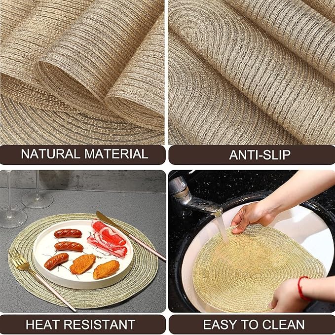 4/8PCS PVC Dandelion Hollow Nordic Style Non-Slip Kitchen Placemat Coaster Insulation Pad Dish Coffee Table Mat Home Hotel Decor(Sliver,34CM Placemats)