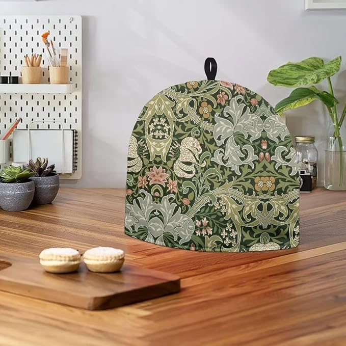 Tea Cozy for Teapots with Handle - William Morris Pattern Golden Lily Dust Insulated Cover, Hanging Fold-Up Design, Suitable for Kitchen and Living Room Table Decoration