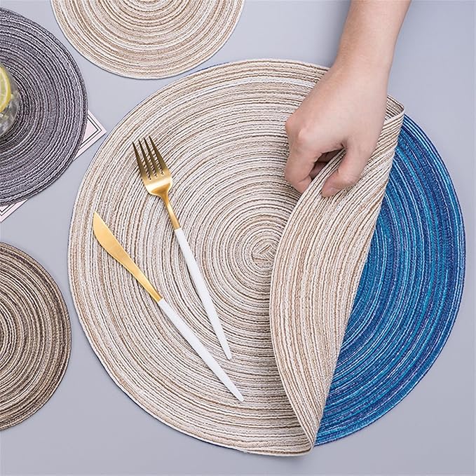 1pc Weave Non-Slip Placemat Cotton Dining Table Mat Coffee Pads Heat Placemat for Home Wedding Decor(J,30cm)