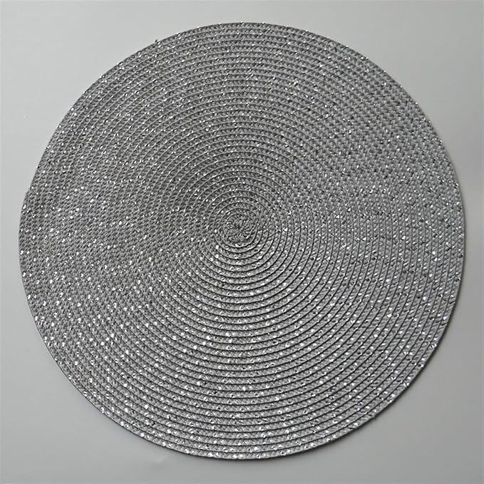 Anti Crease PU Leather Placemat Waterproof Heat- Wipeable Dining Table Mats for Home Kitchen(Gray,36cm)