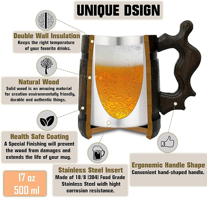 Gift for DM. Dungeon Master Beer Mug. Wooden Beer Stein. Dungeon and Dragons Mug. Dungeon Master Stein. D&D Gift. Best Gift. Wooden Beer Mug. Gamer Gift Beer Tankard K145