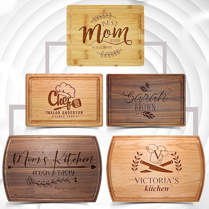 Custom Engraved Cutting Boards - Personalized Christmas Gifts - Personalized Kitchen Boards - Mothers Day, Anniversary, Birthday, Gift for Women, Mom, Grandma, Mother in Law, Daughter, Wife or Her