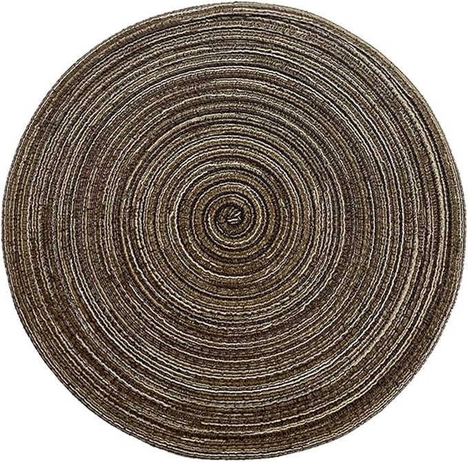 1pc Weave Non-Slip Placemat Cotton Dining Table Mat Coffee Pads Heat Placemat for Home Wedding Decor(F,38cm)