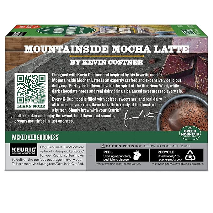 Green Mountain Coffee Roasters Mountainside Mocha Latte, One Step Latte Single Serve Keurig K-Cup Pods, 10-Count Box