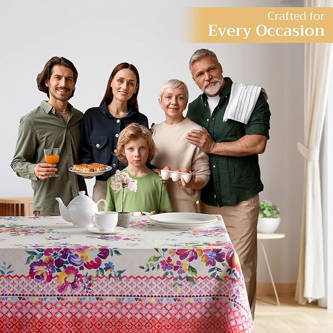 Maison d' Hermine Table Cloth Rectangle Table 100% Cotton 60 x 90 Inches Tablecloth Reusable Decorative for Dining Room Farmhouse Home Valentines Day Decorations Spring Summer - Rose Garden