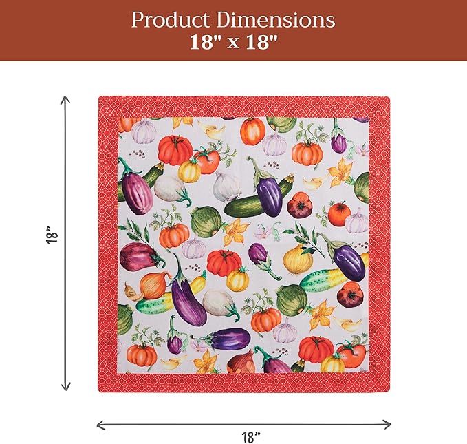 Maison d' Hermine Cloth Napkins Set of 4 100% Cotton Everyday Reusable Square Napkins Cloth Washable Dinner Party Wedding Restaurant Valentines Day Decorations Spring/Summer (Ratatouille, 18" x 18")