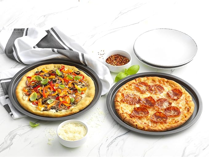 GoodCook Everyday Set of 2 Nonstick Steel 10" Personal Pizza Pans Set, Gray