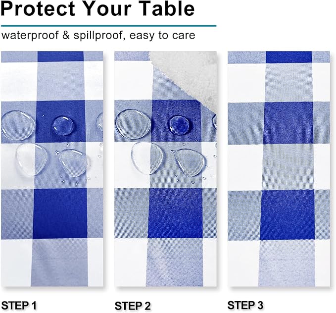 Hiasan Royal Blue Checkered Tablecloth Rectangle - Wrinkle Resistant, Stain Resistant and Waterproof Gingham Table Cloth for Kitchen, Dining and Picnic, 60 x 102 Inch
