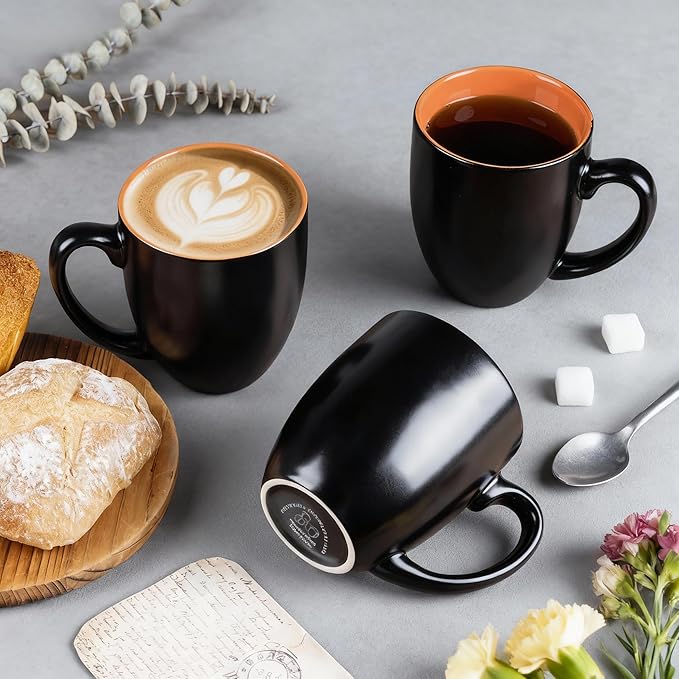 GBhome 16oz Coffee Mugs Set of 6, Large Ceramic Coffee Mugs for Man, Woman, Dad, Mom, Modern Coffee Mugs Set with handle for Tea/Latte/Cappuccino/Milk/Cocoa. Dishwasher&Microwave Safe,Orange