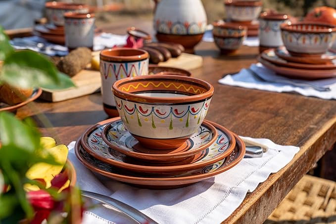 Cactus Canyon Ceramics Spanish Terracotta 5-Piece Breakfast Bowl Set (European Size) White