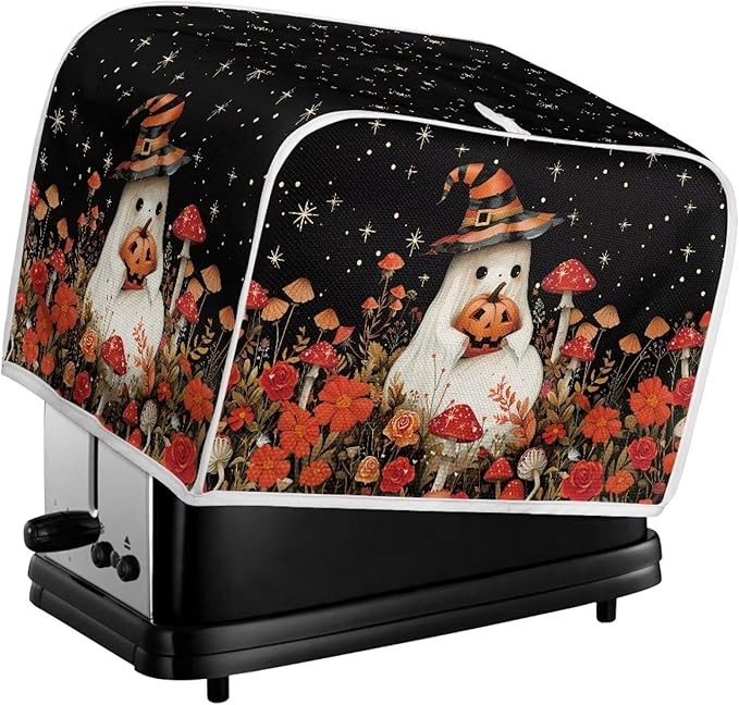 Doojoayie Cute Ghost Toaster Covers for Kitchen Halloween Decor Toaster Appliance 4 Slice Dust-proof Cover Small Appliance and Fingerprint Protection