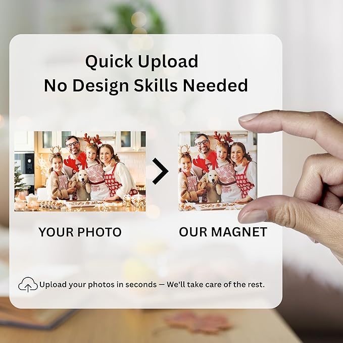 Set of 4 Handmade Custom Photo Refrigerator Magnets (2"x2") – Add Your Photo – Full Color Personalized Picture Magnets – Personalized Gifts – Office and Kitchen Locker Magnets - Strong Hold