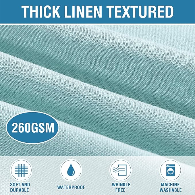 H.VERSAILTEX Linen Textured Table Cloths 54 x 80 Inch Premium Solid Tablecloth Spill-Proof Waterproof Table Cover for Dining Buffet Feature Extra Soft and Thick Fabric Wrinkle Free, Aqua