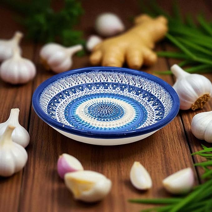 Ceramic Grater Bowl, Garlice Grater Plate, Handmade Ginger Grater, Mincer Bowl for Cheese &Vegetables, Ceramic Decorative Mincer, Hand Dish for Garlic (Sapphire Dream)