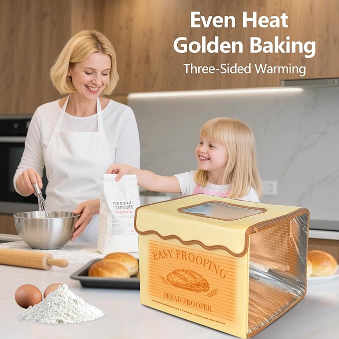 Bread Proofing Box, Three-sided Heating Foldable Zippered Sourdough Warmer Heater w/Adjustable Temperature & Timer Controller, Pizza Dough Proofing Sour Dough Starter Kit Making Baking Supplies Gifts