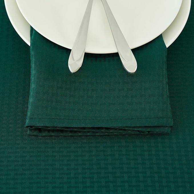 maxmill Jacquard Cloth Napkins 20 x 20 Inch Weaved Texture Pattern Soft Comfortable and Luxury Serviette for Christmas Family Dinners Parties and Banquets Set of 4 Pieces, Hunter Green