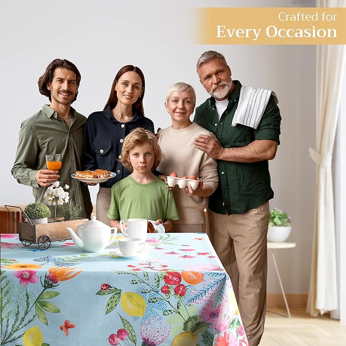 Maison d' Hermine Table Cloth Square Table 100% Cotton 54 x 54 Inches Tablecloth Reusable Decorative for Dining Room Farmhouse Home Valentines Day Decorations Spring Summer - Jardin D'Ete - Mint