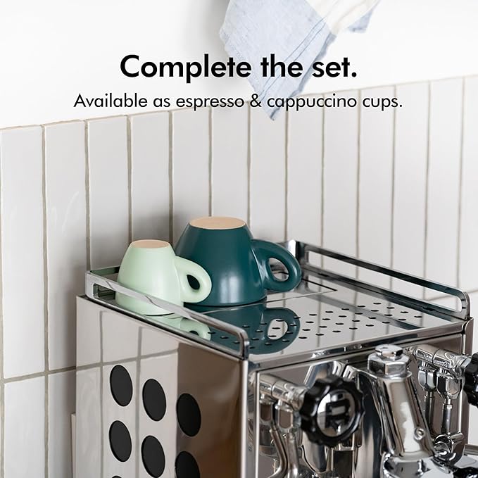 KIVY Cappuccino cups set of 4 [8oz] - Thick-walled stoneware cappuccino cup set for latte art - Cappuccino coffee cups - Tazas de cafe - Latte cups - Latte art cup and saucer set of 4 - Green, Blue