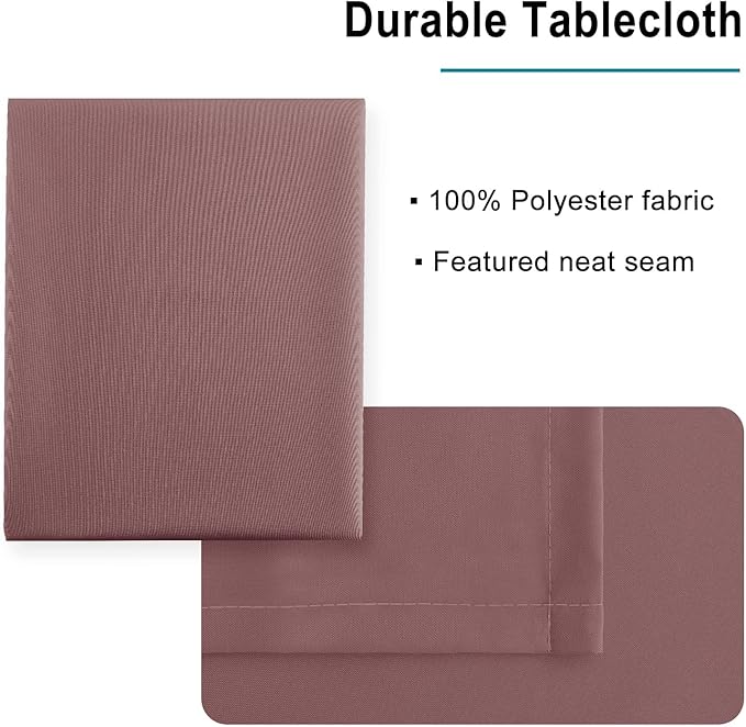 Hiasan Dusty Rose Tablecloth for Rectangle Tables - Waterproof Washable Polyester Fabric Table Cloth for Buffect Dining Birthday Party, 54 x 108 Inch
