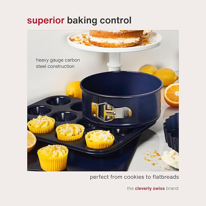 Zyliss E980191 Non-Stick Baking Tray | Carbon Steel | Dark Blue | Baking Tin/Bakeware/Roasting | Dishwasher Safe | 5 Year Guarantee