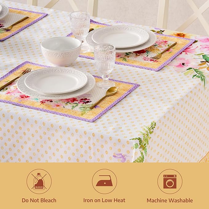 Maison d' Hermine Premium Table Cloth Square Table 100% Combed Cotton 70 x 70 Inches Tablecloth Reusable Decorative for Dining Room, Farmhouse, Home, Party, Festive & Wedding - Summer Joy