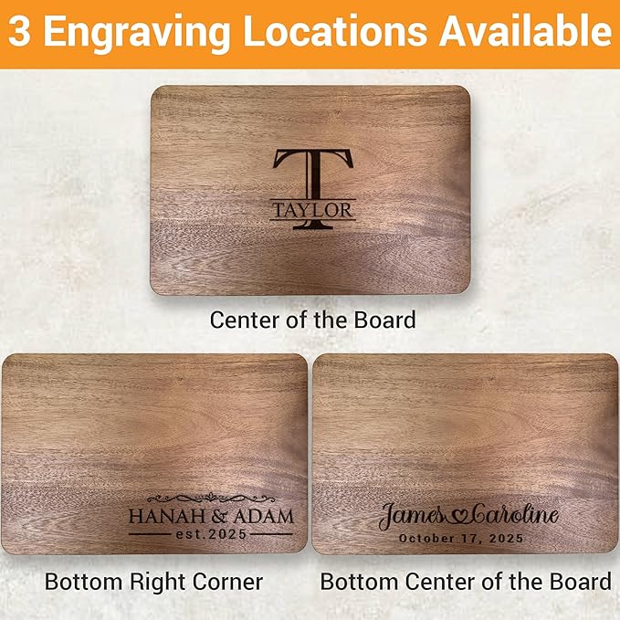 Personalized Cutting Board, Large 16”x10"x1” Hardwood Engraved Cutting Board with Gift Box, Gift for Wedding, Anniversary, Housewarming