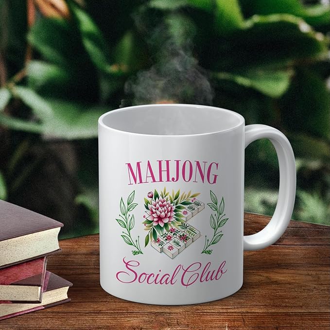 Mah Jong Gifts Mug, Mahjong Gifts for Women Coffee Cup Ceramic, Gift for Mah Jong Players Lovers, Mahjong Social Club Ceramic Coffee Tea Mug 11 oz