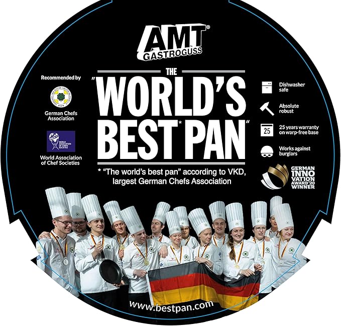 AMT Gastroguss The World´S [.] Frying pan Induction, Diameter 32 cm, Height 5 cm, cast Aluminium (Aluminium), Lotan® Non-Stick Coating for Fat-Free-Frying, AMZN-I-532-US