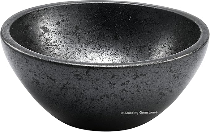 Hematite Crystal Bowl - 2 Inch Decorative Bowls for Room and Home Decor - Gemstone Healing Crystals for Elegant Display, Positive Energy Balance and Gift