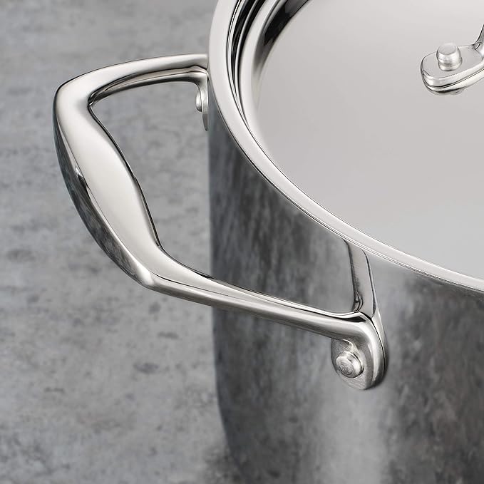 Tramontina Signature Tri-Ply Clad Stainless Steel 3-Quart Saute Pan with Lid, Induction-Ready Cooking Pan, Dishwasher-Safe, NSF-Certified, Made in Brazil