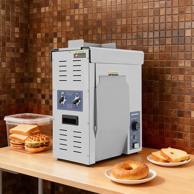 Commercial Burger Buns Toaster, 2000W Electric Vertical Burger Bread Baking Machine, Hamburger Bread Baking Machine for Fast Food Restaurant Bakery, Temperature & Thickness Adjustable