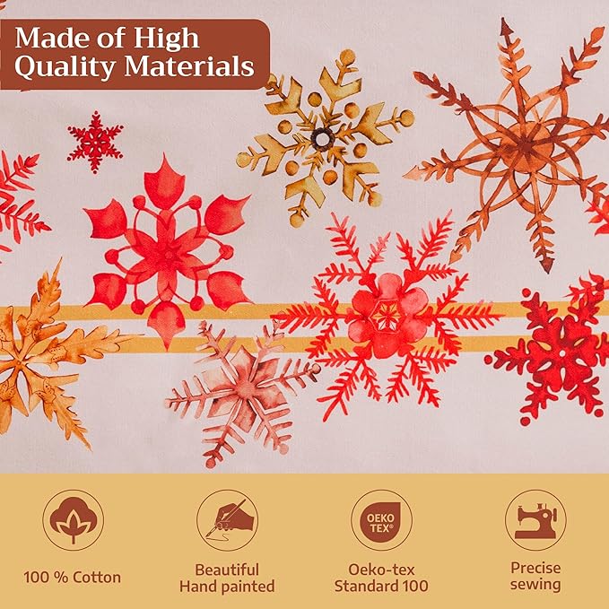 Maison d' Hermine Table Cloth Square Table 100% Cotton 60 x 60 Inches Fall Tablecloth Reusable Everyday Use for Thanksgiving Christmas Decorations Dining Farmhouse Party (Crystal Star)