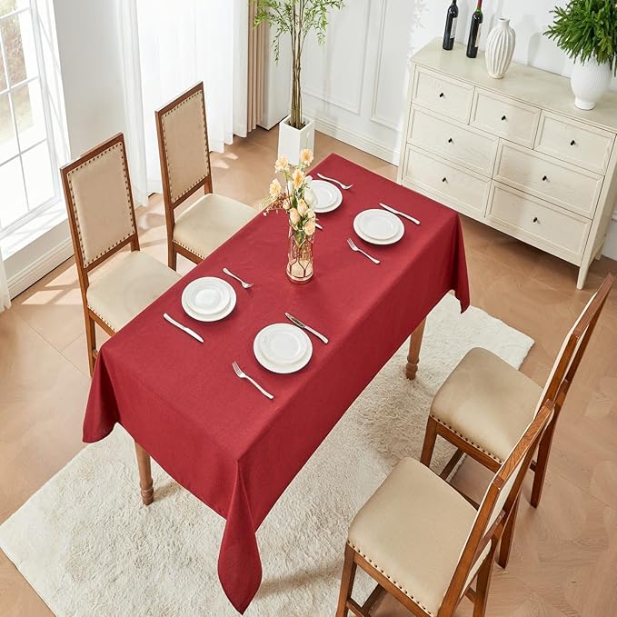 EKAINA Waterproof Faux Linen Rectangle Tablecloth Spill-Proof Wipe-Clean Dining Table Cover for Kitchen Party Holiday Everyday Use