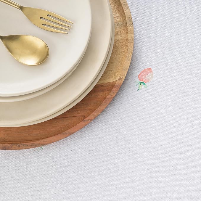 Maison d' Hermine Table Cloth Round Table 100% Cotton 63 Round Inches Tablecloth Reusable Decorative for Dining Room Farmhouse Home Valentines Day Decorations Spring Summer - Bunny Party